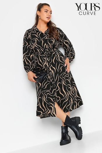 Yours Curve Black Long Sleeve Shirt Dress (N59058) | £33