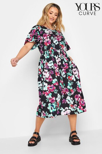 Yours Curve Black Limited Tea Slit Dress KLEIN (N59082) | £33