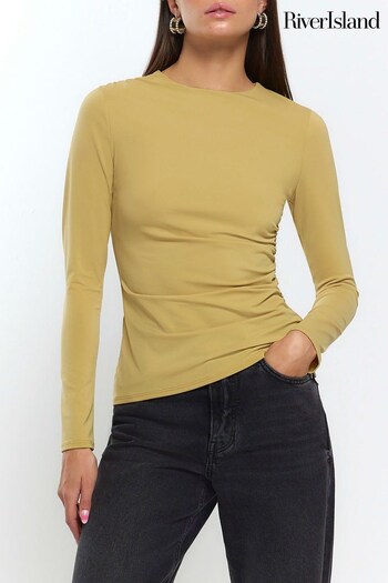 River Island Yellow Ruched Drape Top (N59180) | £28
