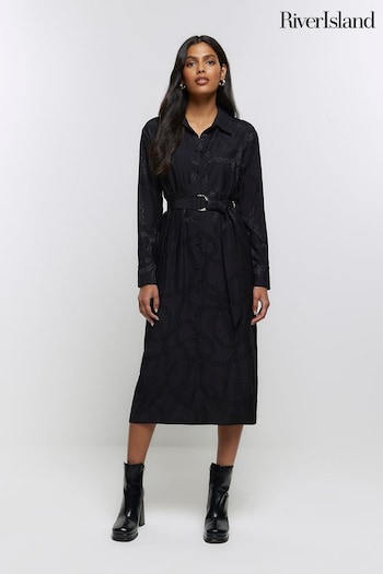 River Island Black Belted Shirt Dress (N59182) | £55
