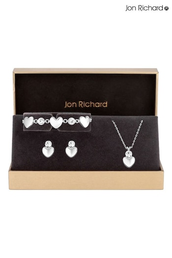 Jon Richard Silver Polished Heart Trio Set Gift Boxed (N59254) | £30