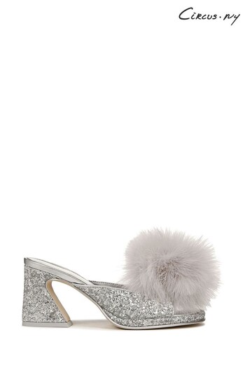 Circus NY Silver Hadie Fluff Mules Shoes (N59264) | £100