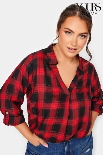 Yours Curve Red Overhead Check Shirt (N59305) | £26