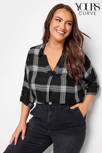 Yours Curve Black Overhead Check Shirt (N59306) | £26