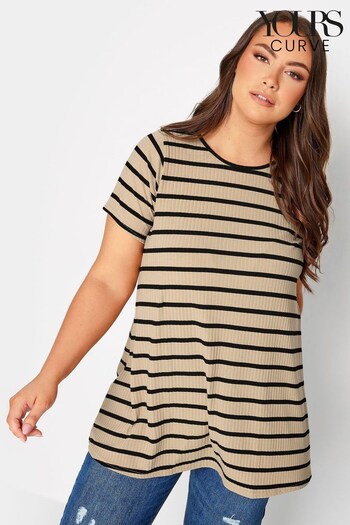 Yours Curve Natural Ribbed Swing T-Shirt (N59313) | £24