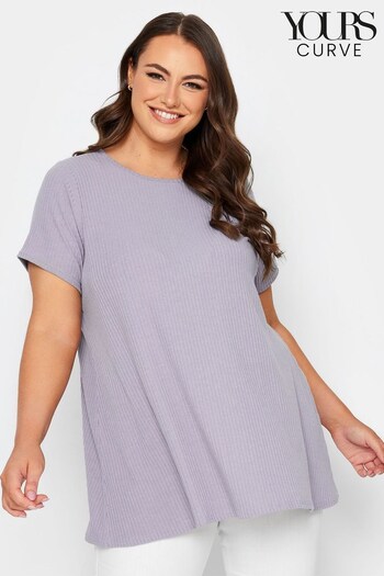 Yours Curve Grey Ribbed Swing T-Shirt (N59314) | £22