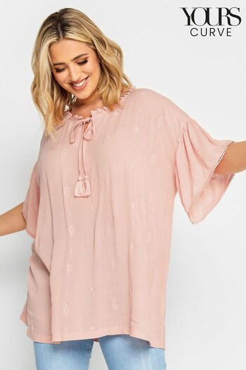 Yours Curve Pink Woven Front Embellished Boho Top (N59318) | £25