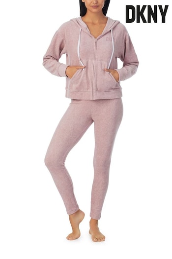 DKNY 'Endless Possibilities' Long Sleeve Pink Hoodie & Legging Lounge Pyjama Set (N59349) | £99