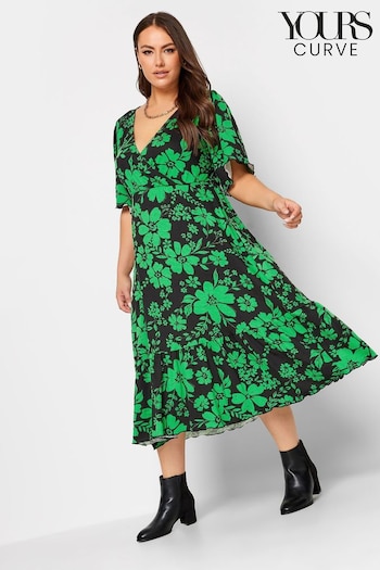 Yours Curve Green Angel Tier Wrap Dress (N59381) | £33