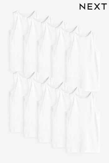 White Organic Cotton Vests 10 Pack (1.5-16yrs) (N59403) | £20 - £27