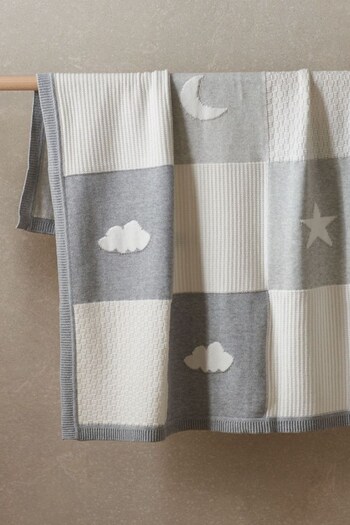 The White Company Moon Star & Cloud Patchwork White Blanket (N59410) | £42