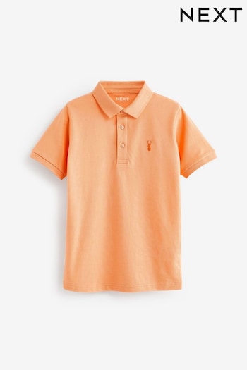 Orange Peach Short Sleeve distressed Polo Shirt (3-16yrs) (N59602) | £7 - £12