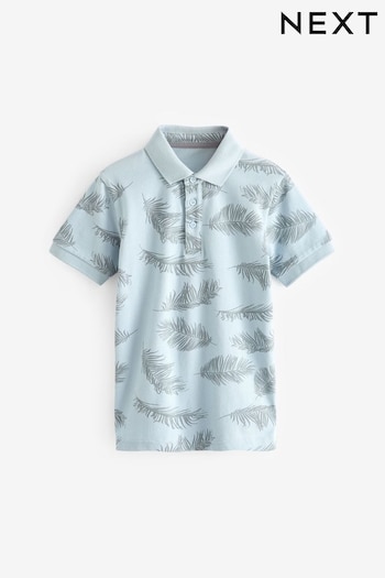Blue Palm All-Over Print Short Sleeve Dresses Polo Top (3-16yrs) (N59607) | £12 - £17