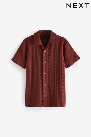 Red Textured Short Sleeve Shirt (3-16yrs) (N59613) | £12 - £17