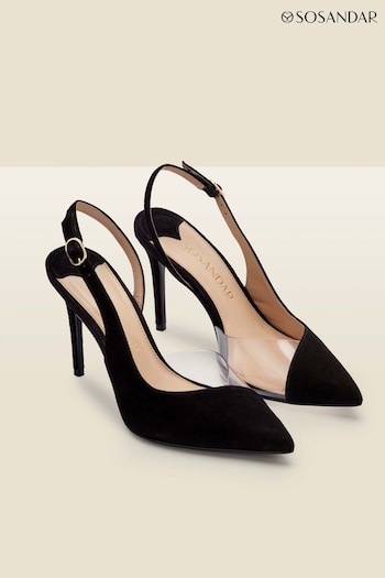 Sosandar Black Carmen Perspex Slingback Court Shoes (N59678) | £79