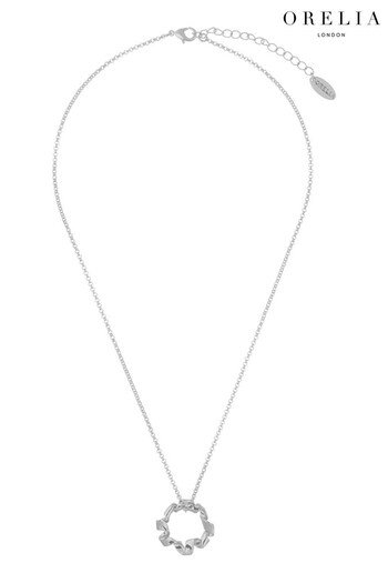 Orelia London Silver Tone Ribbon Twist Open Circle Necklace (N59833) | £25