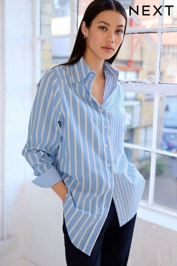 Blue Asymetric Hem Stripe Shirt (N60060) | £42