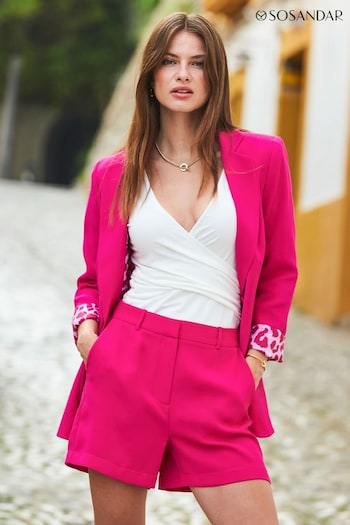 Sosandar Pink Woven Alberta Shorts (N60148) | £39