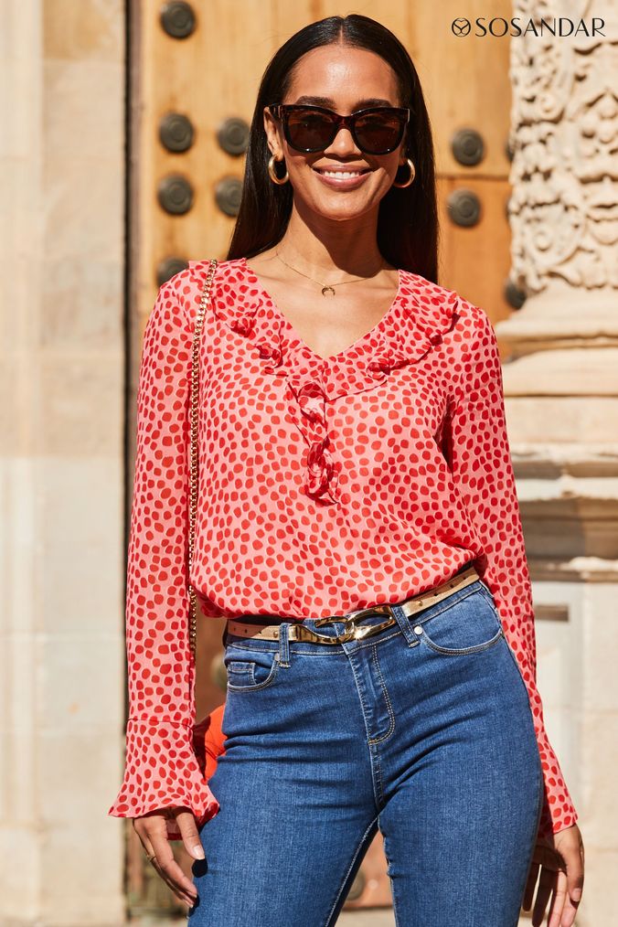 Red polka shop dot blouse uk