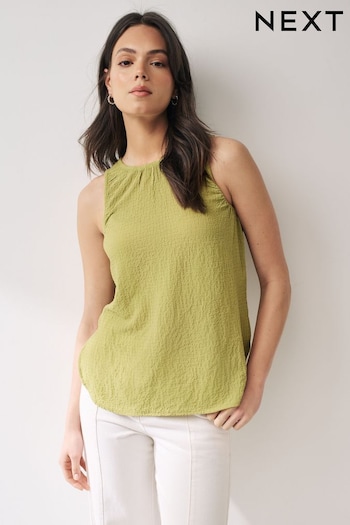 Green Textured Ruched Sleeveless Racer Top (N60301) | £22