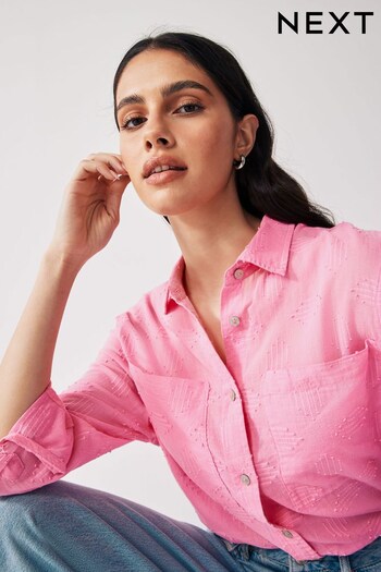 Pink Textured Long Sleeve Beach Shirt (N60333) | £28