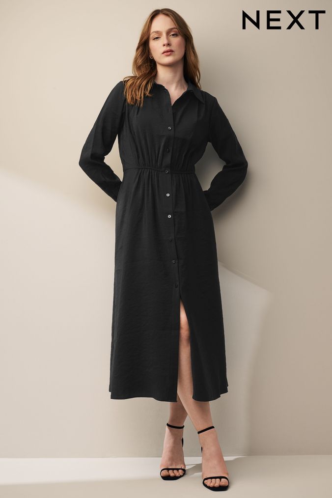 Long button deals shirt dress
