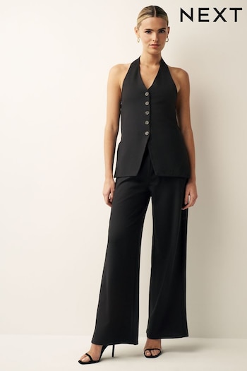 Black Tailored Jersey Wide Leg Trousers (N60480) | £36