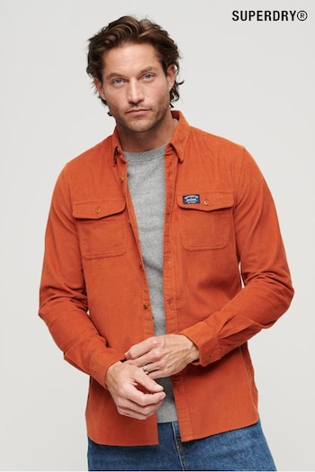 Superdry Orange Relaxed Fit Trailsman Corduroy Shirt (N60619) | £45