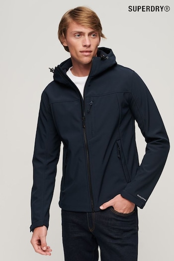 Superdry Blue Fleece Lined Softshell Hooded Jacket (N60630) | £85