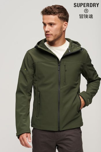Superdry Green Fleece Lined Softshell Hooded Jacket (N60631) | £85
