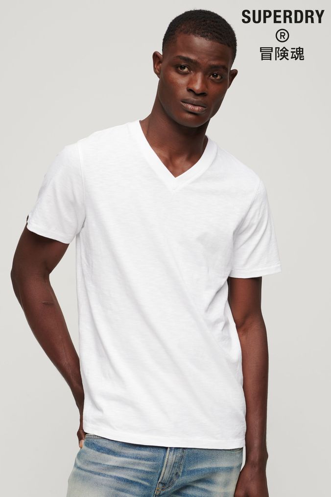 White v neck outlet t shirt mens