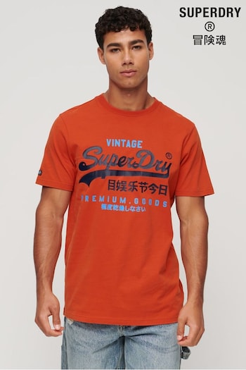 Superdry Orange Classic Vintage Logo Heritage T-Shirt (N60638) | £27