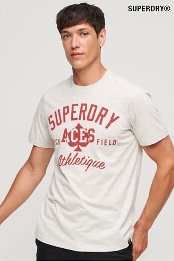 Superdry Grey/White Athletic College Graphic T-Shirt (N60660) | £30