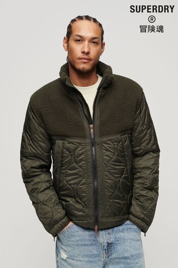 Superdry Green Sherpa Quilted Hybrid Jacket (N60679) | £100
