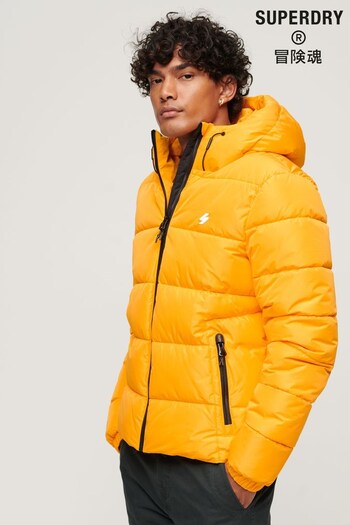 Superdry Yellow Hooded Sports Puffer Jacket (N60689) | £95