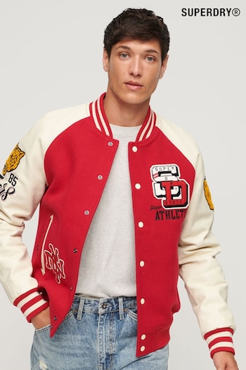 Superdry Red College Varsity Patched Bomber Jacket (N60698) | £125