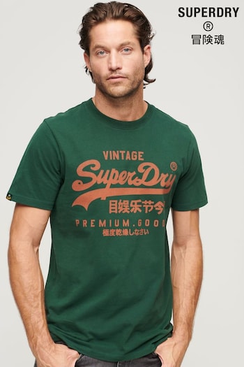 Superdry Green Vintage Logo Premium Goods T Shirt (N60725) | £27