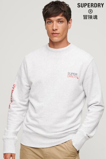 Superdry White Sportswear Logo Loose Crew Sweatshirt (N60728) | £50