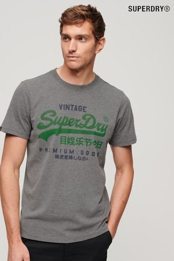 Superdry Grey Vintage Logo Premium Goods T Shirt (N60733) | £27