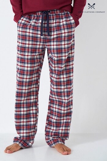 Crew Clothing Company Nevy Blue Check Print Cotton  Pyjama Trousers (N60880) | £49