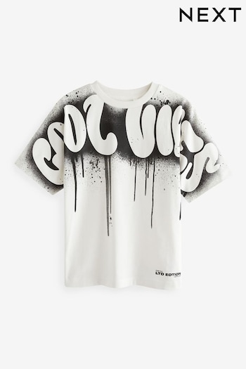 White Cool Vibes Relaxed Fit Short Sleeve Graphic T-Shirt (3-16yrs) (N60928) | £6 - £9