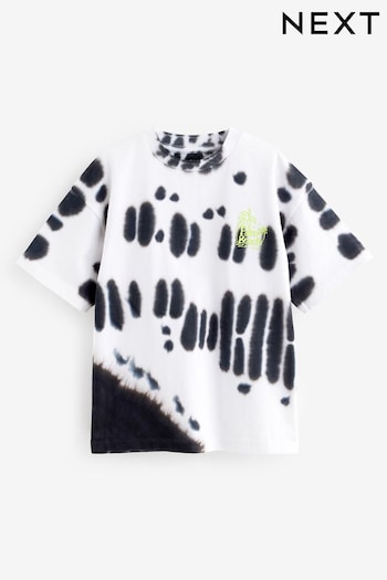 Black/White Relaxed Fit Tie-Dye Short Sleeve T-Shirt (3-16yrs) (N60929) | £8 - £11