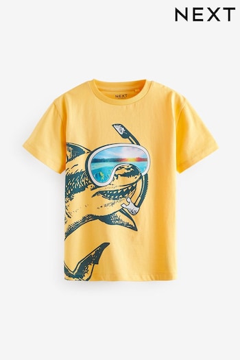 Yellow Shark Snorkel Short Sleeve Graphic T-Shirt (3-16yrs) (N60936) | £7 - £10