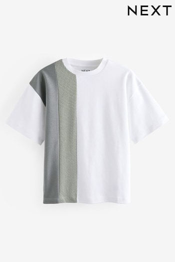 Cream/Grey Oversized Short Sleeve Colourblock T-Shirt (3-16yrs) (N60946) | £6 - £9