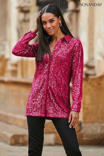 Sosandar Pink Sequin Shirt (N61002) | £58