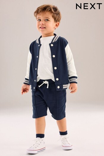 Navy Blue Letterman and Shorts Set (3mths-7yrs) (N61061) | £18 - £22