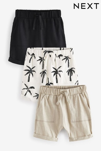 Monochrome Palm Trees All Over Print Lightweight Jersey Puff Shorts 3 Pack (3mths-7yrs) (N61137) | £12 - £16