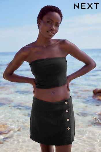 Black Linen Blend Skirt With Short (N61318) | £26