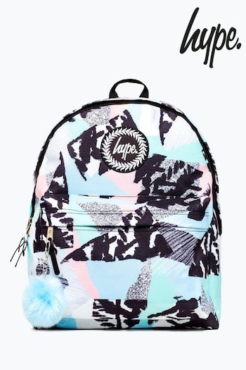 Hype. Unisex Blue Pastel Abstract Crest Backpack (N61456) | £30