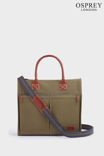 OSPREY LONDON Green The Maverick Canvas and Leather Cabin Bag with Washbag (N61539) | £245